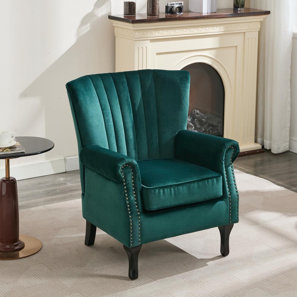 Furniture One Velvet Accent High Back Tub Chair Image 4
