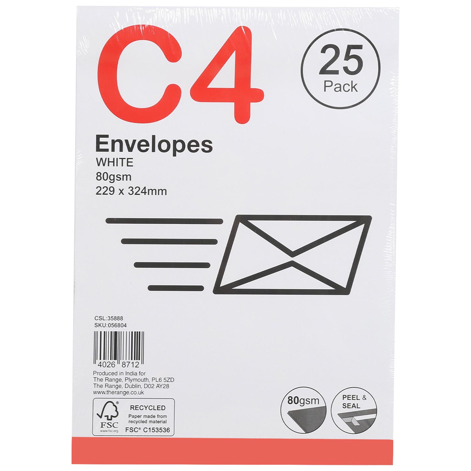 C Peel and Seal Envelopes  - White / C4 / 25 Image
