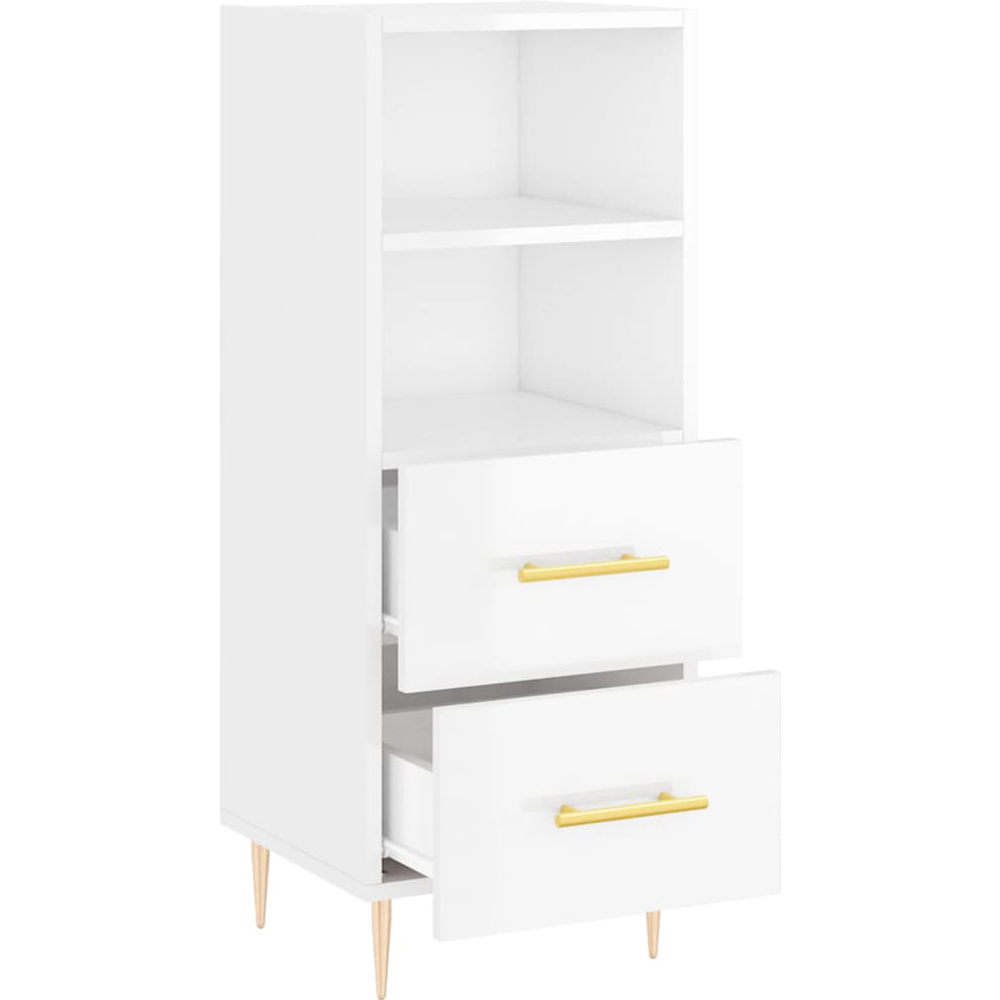 vidaXL 2 Drawer 2 Shelf High Gloss White Sideboard Image 3