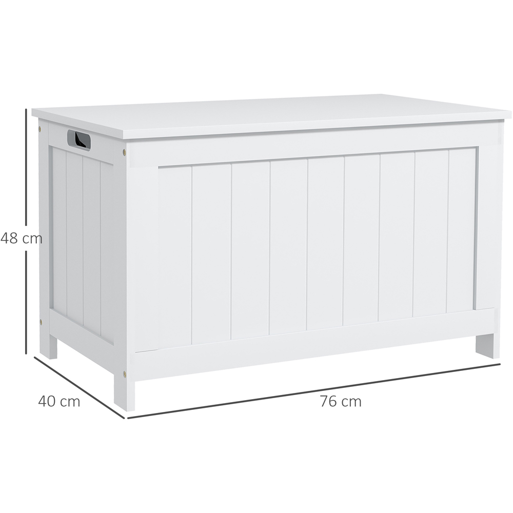 HOMCOM 2 Seater White Storage Bench with Safety Hinges Image 9