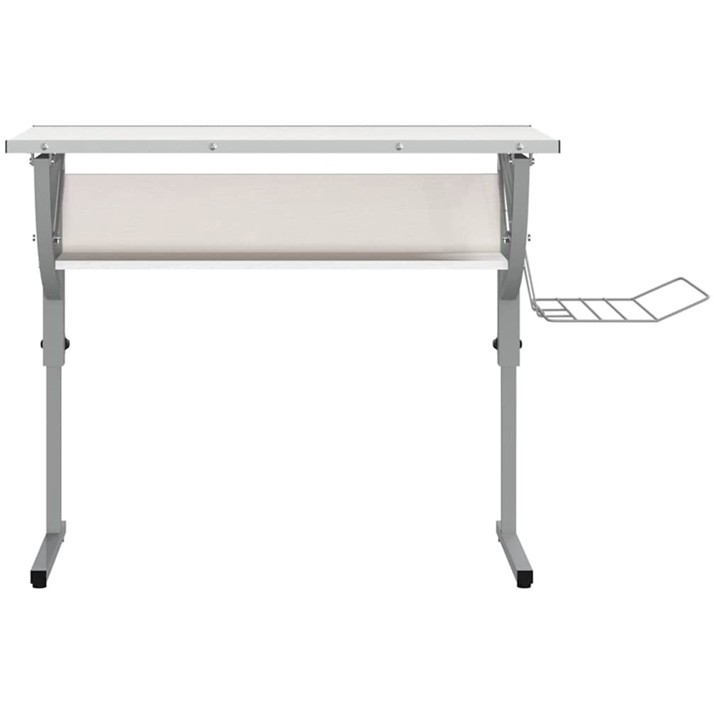 vidaXL Single Shelf Craft Desk with Magazine Rack White and Grey Image 3
