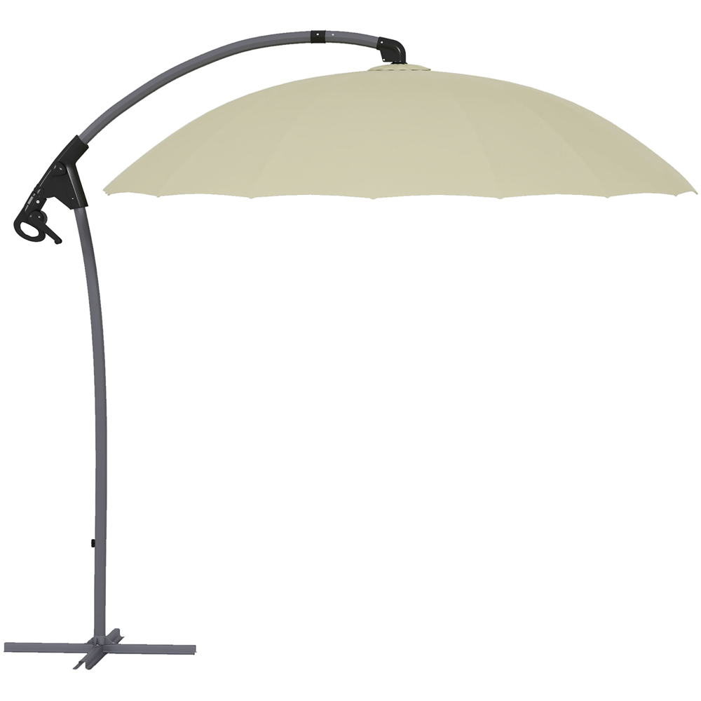 Outsunny Beige Cantilever Parasol with Cross Base 2.7m Image 1