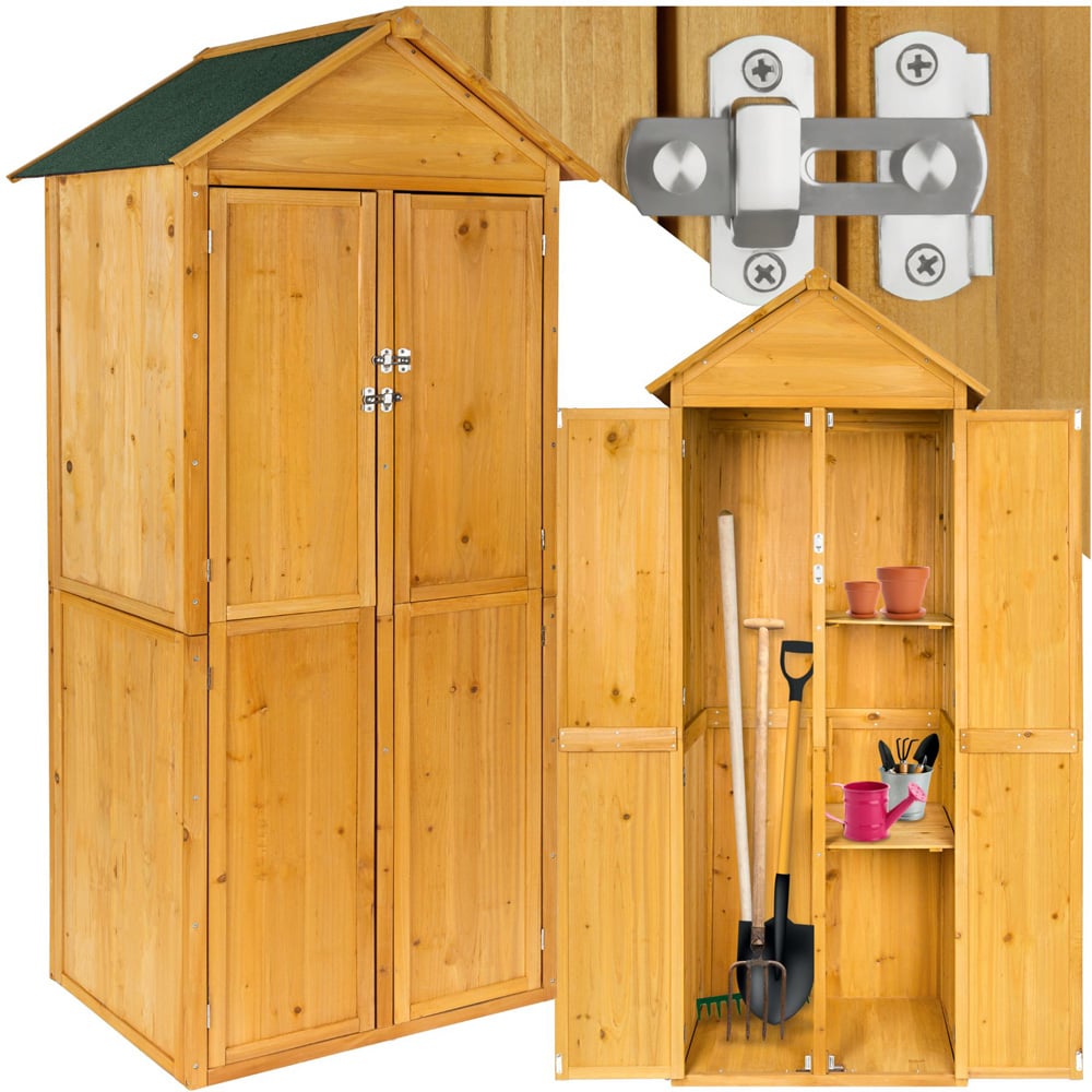 tectake Brown Garden Shed with Pitch Roof Image 3