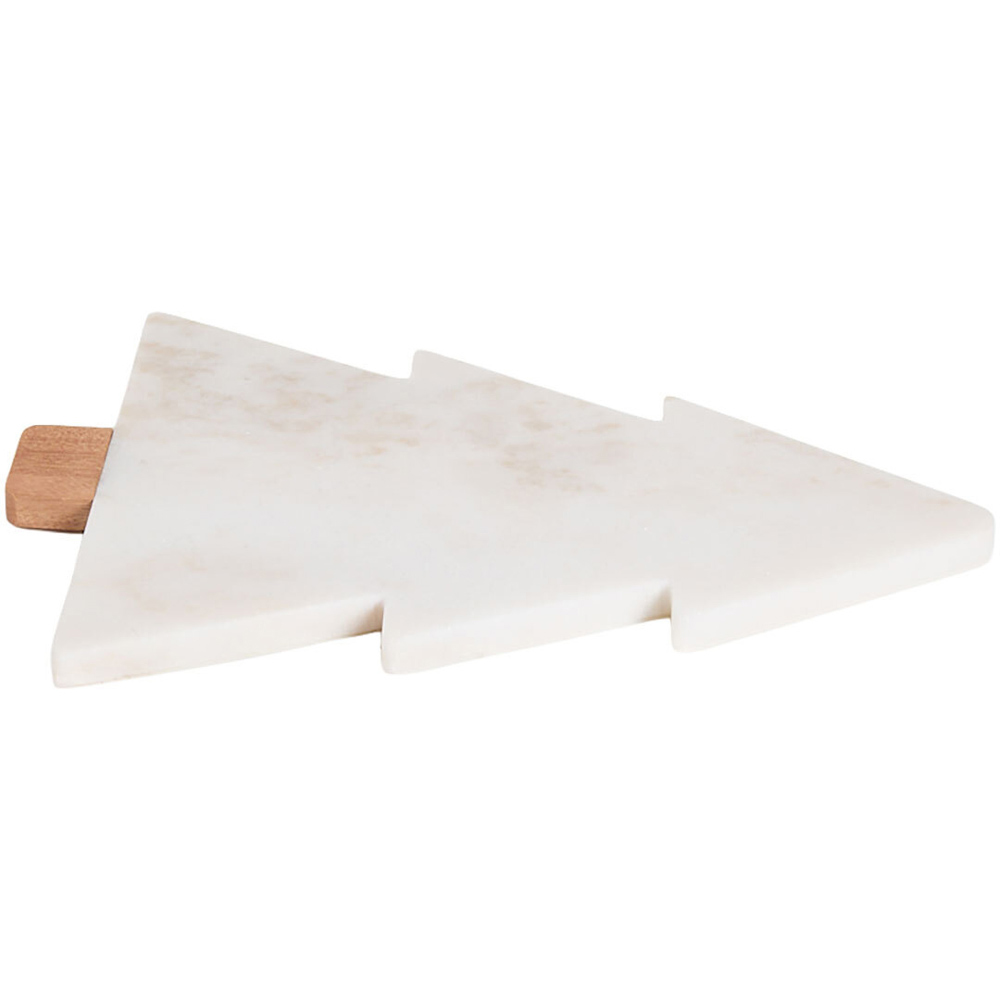 Marble and Wood Christmas Tree Serving Board White Image 4