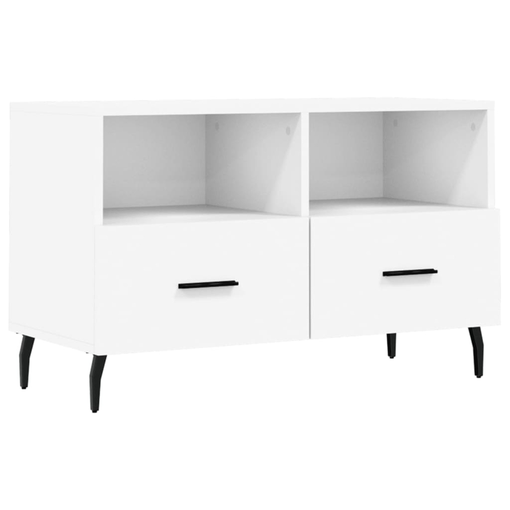 vidaXL 2 Drawer 2 Shelf White TV Cabinet Image 2