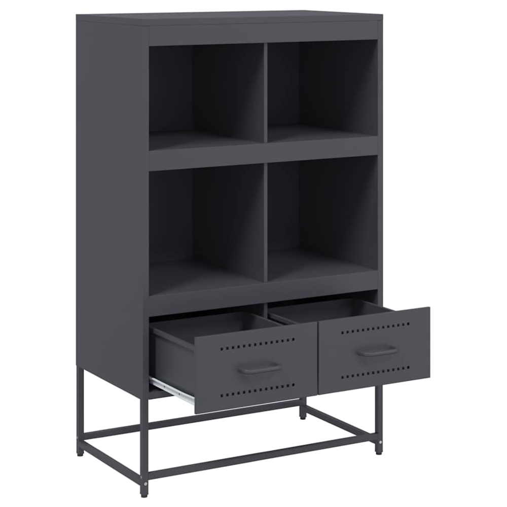 vidaXL 2 Drawer 4 Shelf Anthracite Cold-Rolled Steel Highboard Image 8