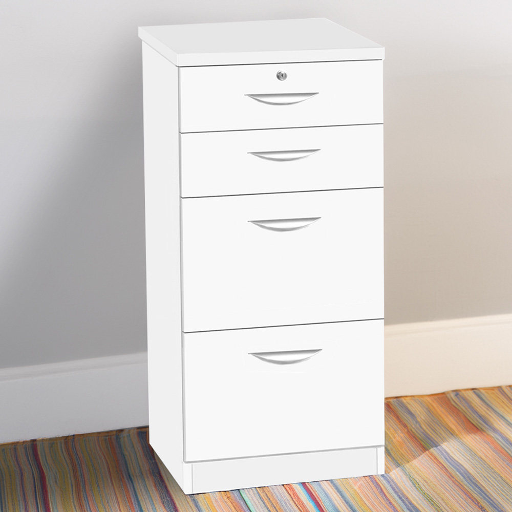 R White Cabinets 4 Drawer White Filing Cabinet Image 1