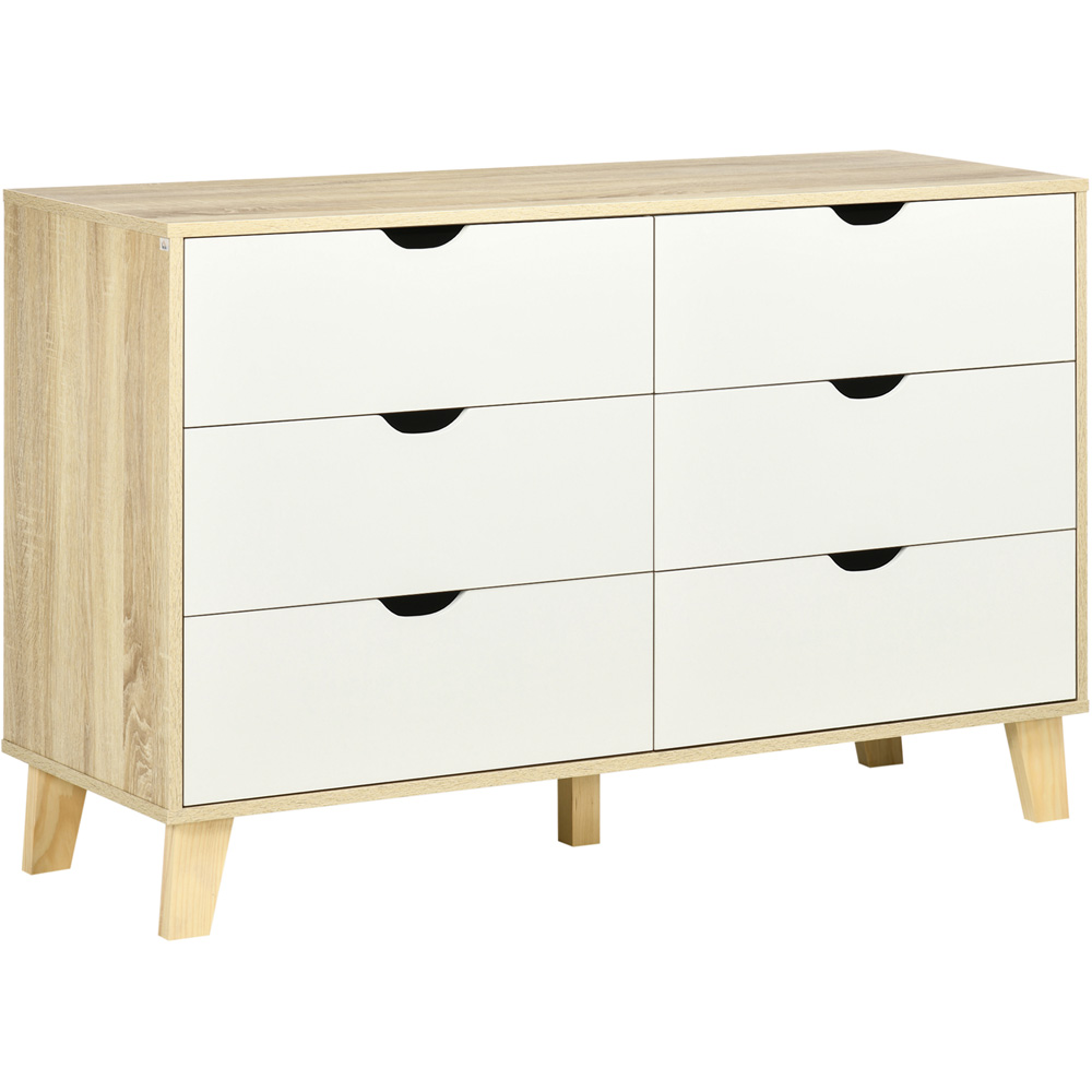 Portland 6 Drawer White and Light Brown Chest of Drawers Image 2