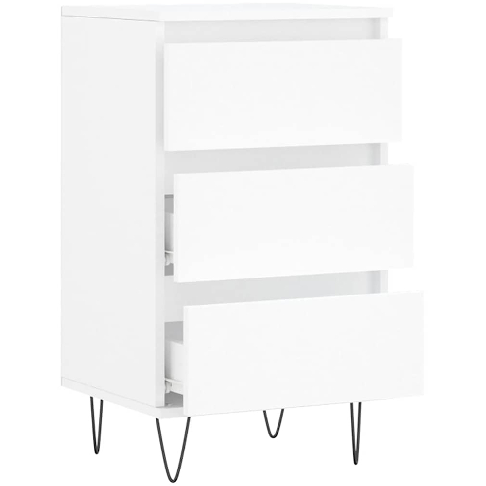 vidaXL 3 Drawer White Sideboard with Metal Legs Image 6