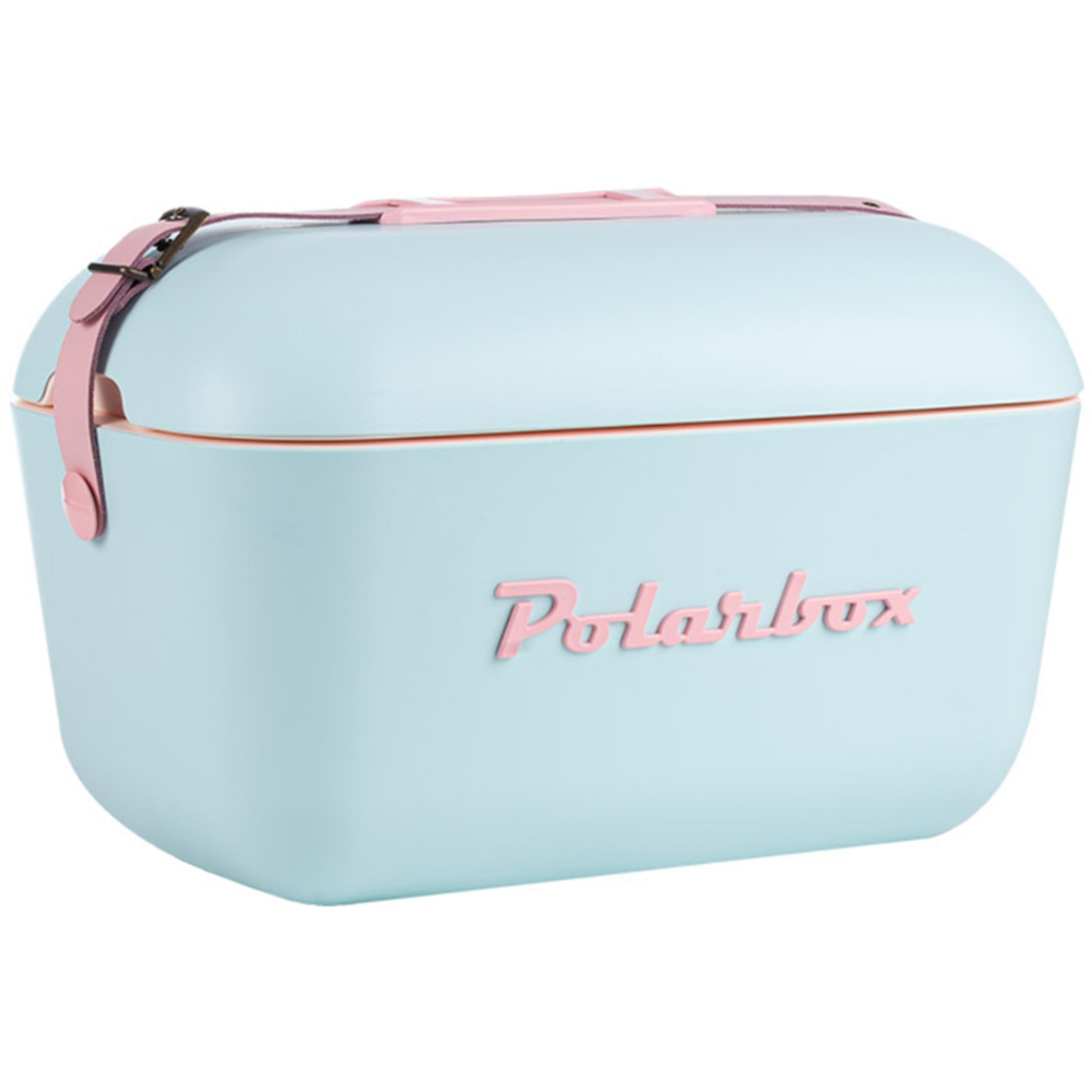 Polarbox 12L Sky Blue and Baby Rose Retro Portable Coolbox Image 1