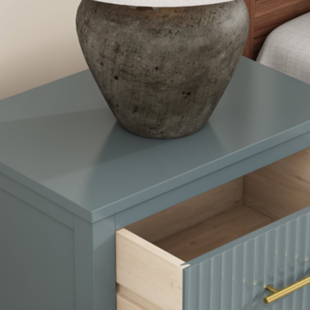 Biasi 2 Drawers Grey Bedside Table Image 4