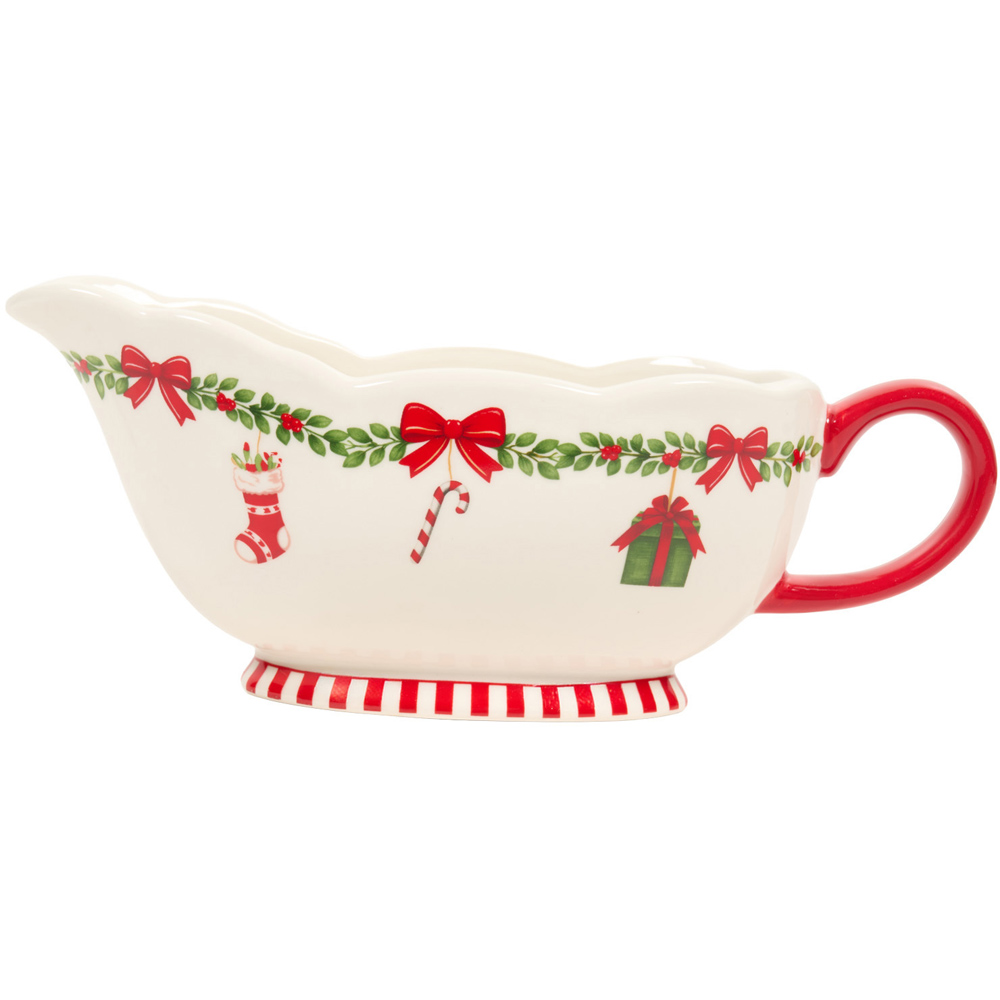 Christmas Print Gravy Boat Cream Image 2