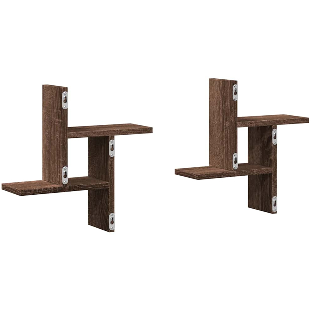 vidaXL 38 x 12 x 38cm Brown Wall Shelf Image 3