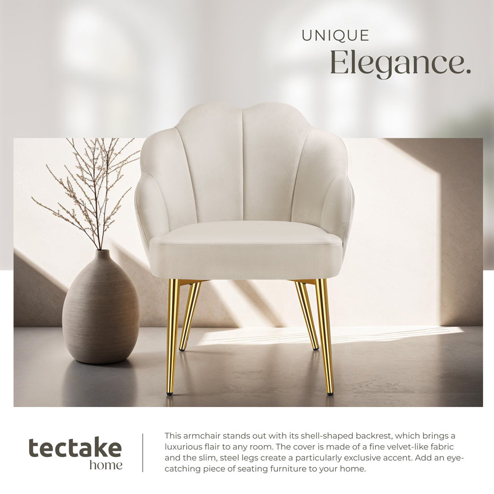 tectake Hellen Set of 6 Cream and Gold Velvet Accent Chairs Image 5