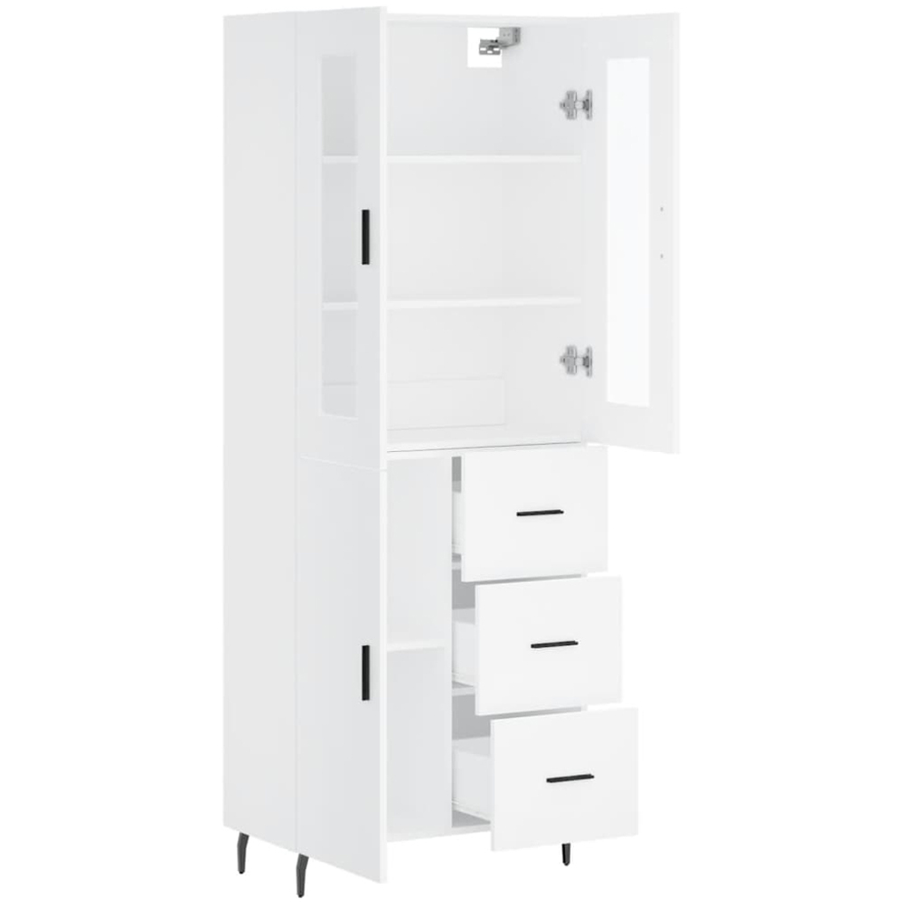 vidaXL 3 Door 3 Drawer 3 Shelf White Highboard Image 4