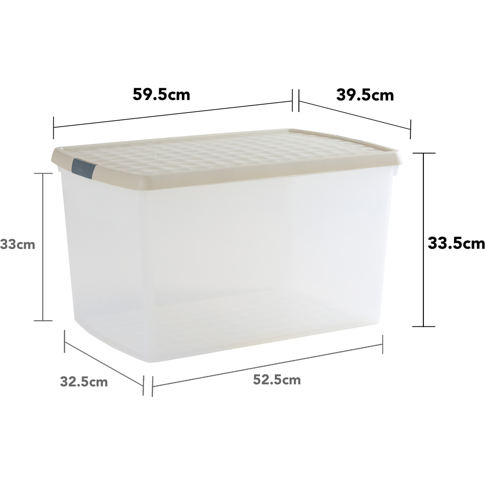 Wham Clip 62L Clear Stone and Slate Grey Rectangular Storage Box with Lid 4 Pack Image 7