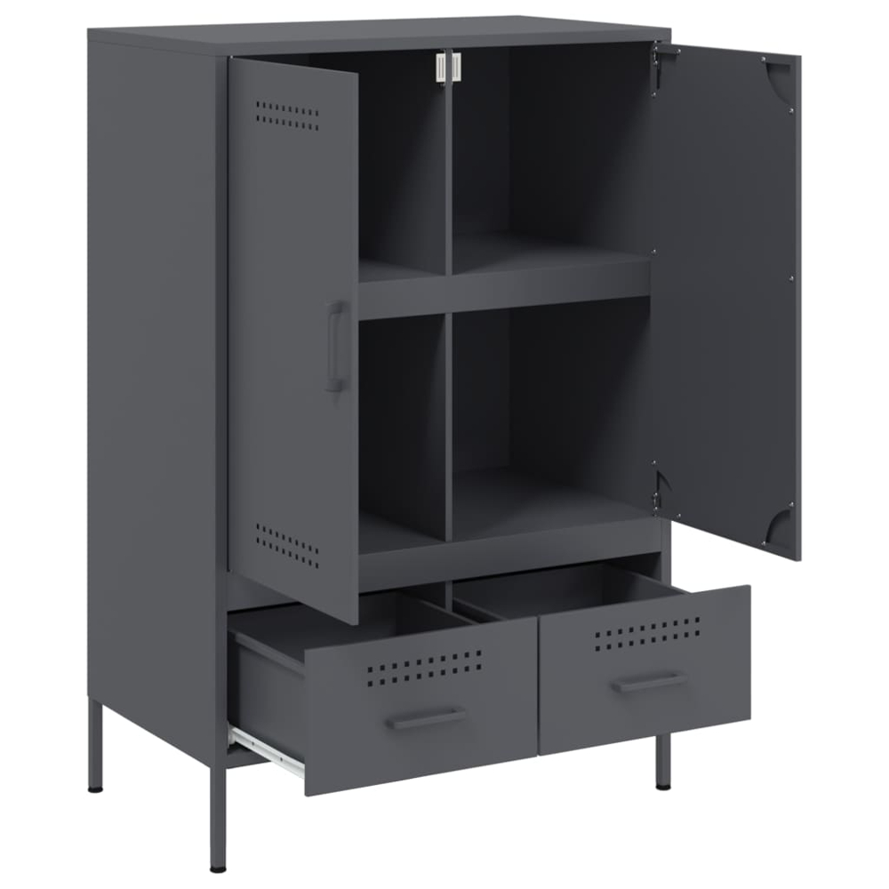 vidaXL 2 Door 2 Drawer Anthracite Cold-Rolled Steel Highboard Image 3