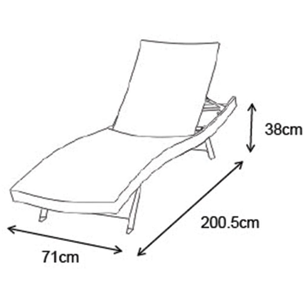 Grey Wicker Sun Lounger - Grey Image 3