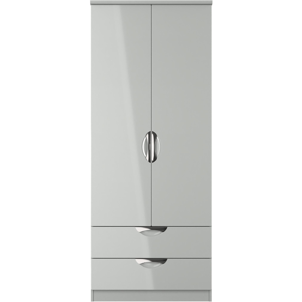 Crowndale Camden 2 Door 2 Drawer Grey Gloss and Dusk Grey Wardrobe Ready Assembled Image 2