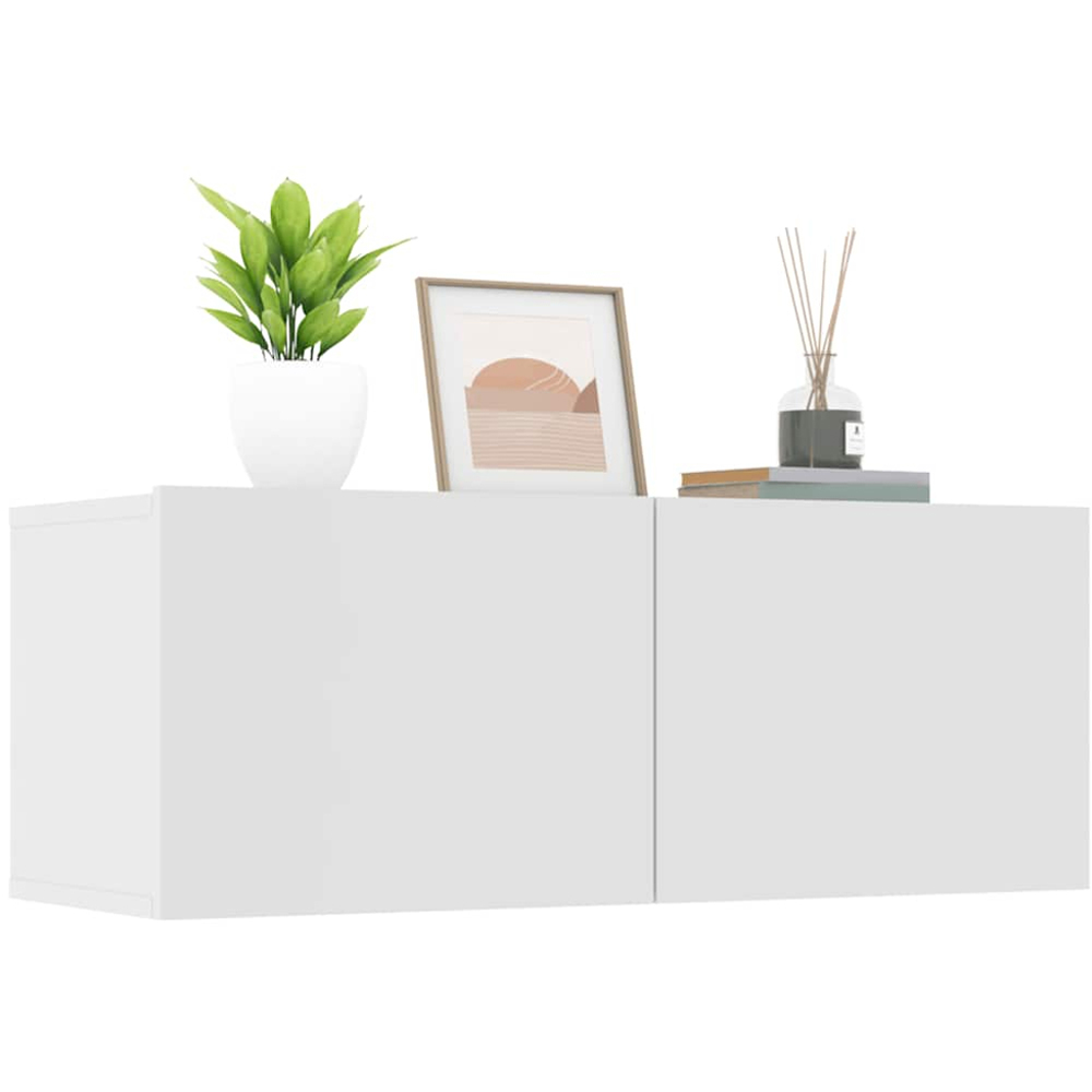 vidaXL 2 Door White Wall Mounted TV Cabinet Set of 2 Image 3