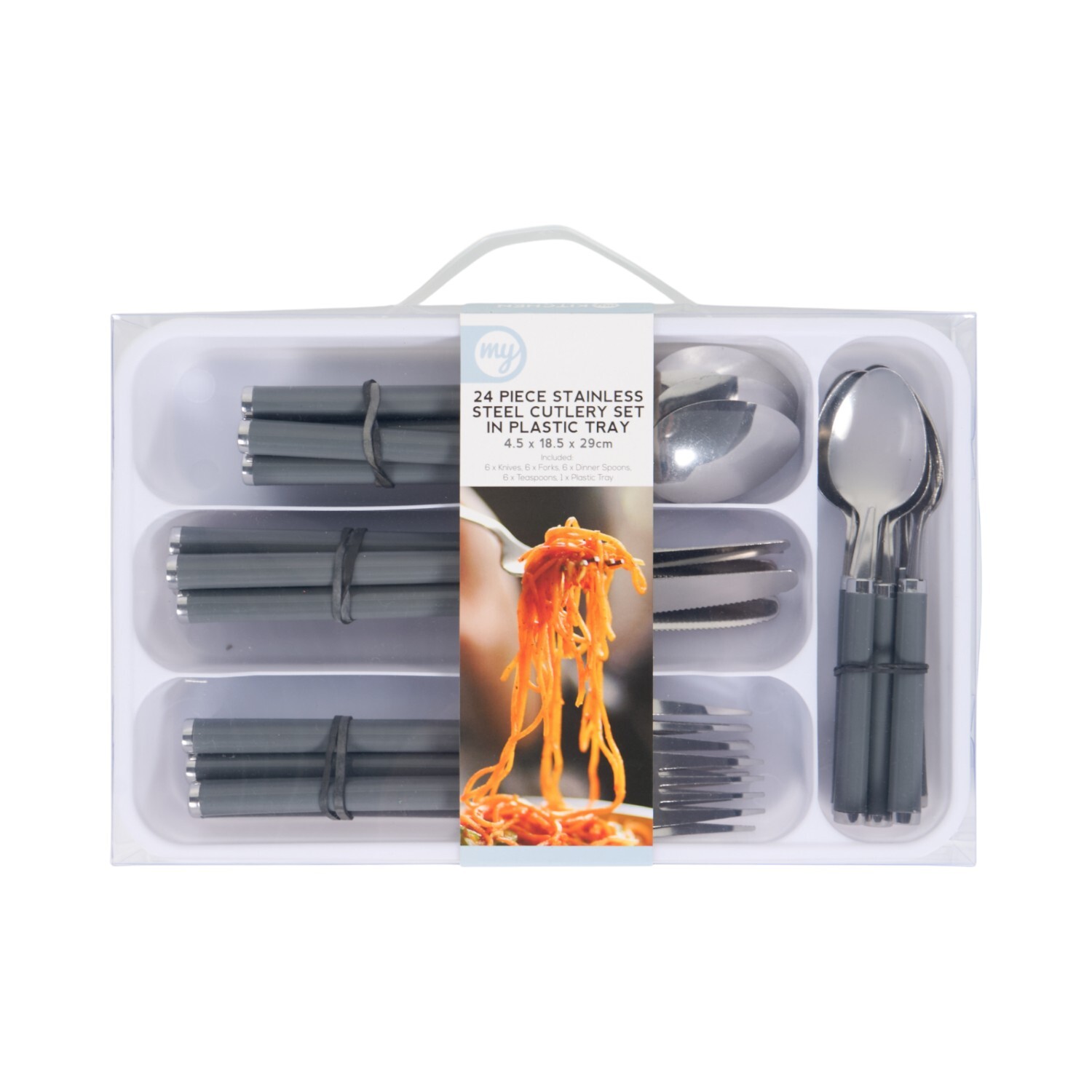 My Kitchen 24 Piece Stainless Steel Cutlery Set Chrome Image 1