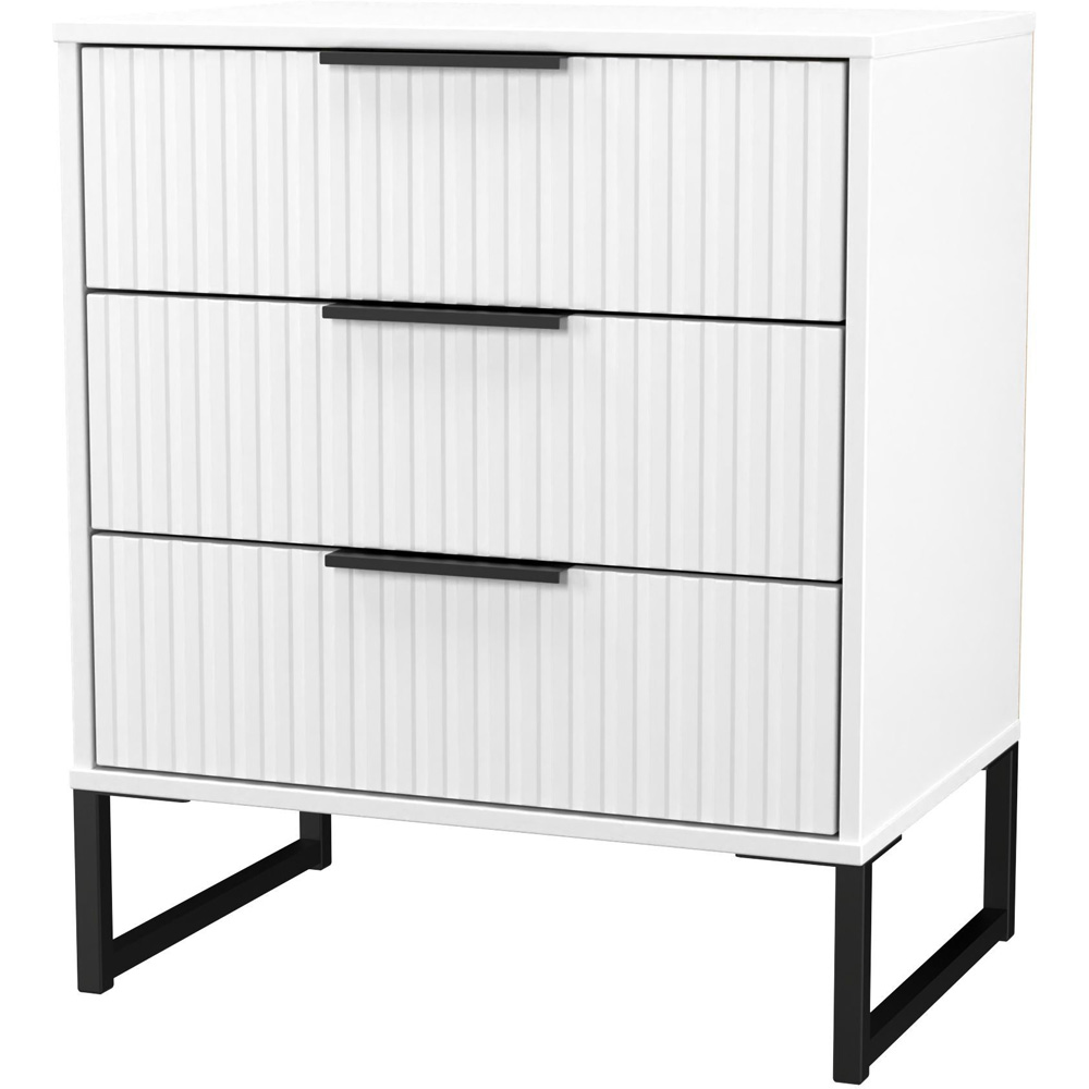 Crowndale Fluted 3 Drawer White Matt Midi Chest of Drawers Ready Assembled Image 4