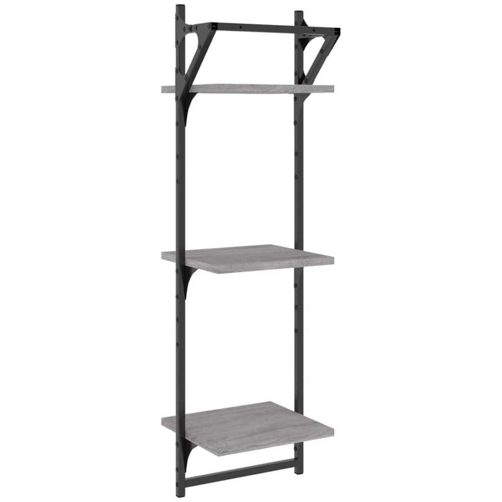 vidaXL 3-Tier Grey Sonoma Wall Shelf with Bars Set of 2 Image 6