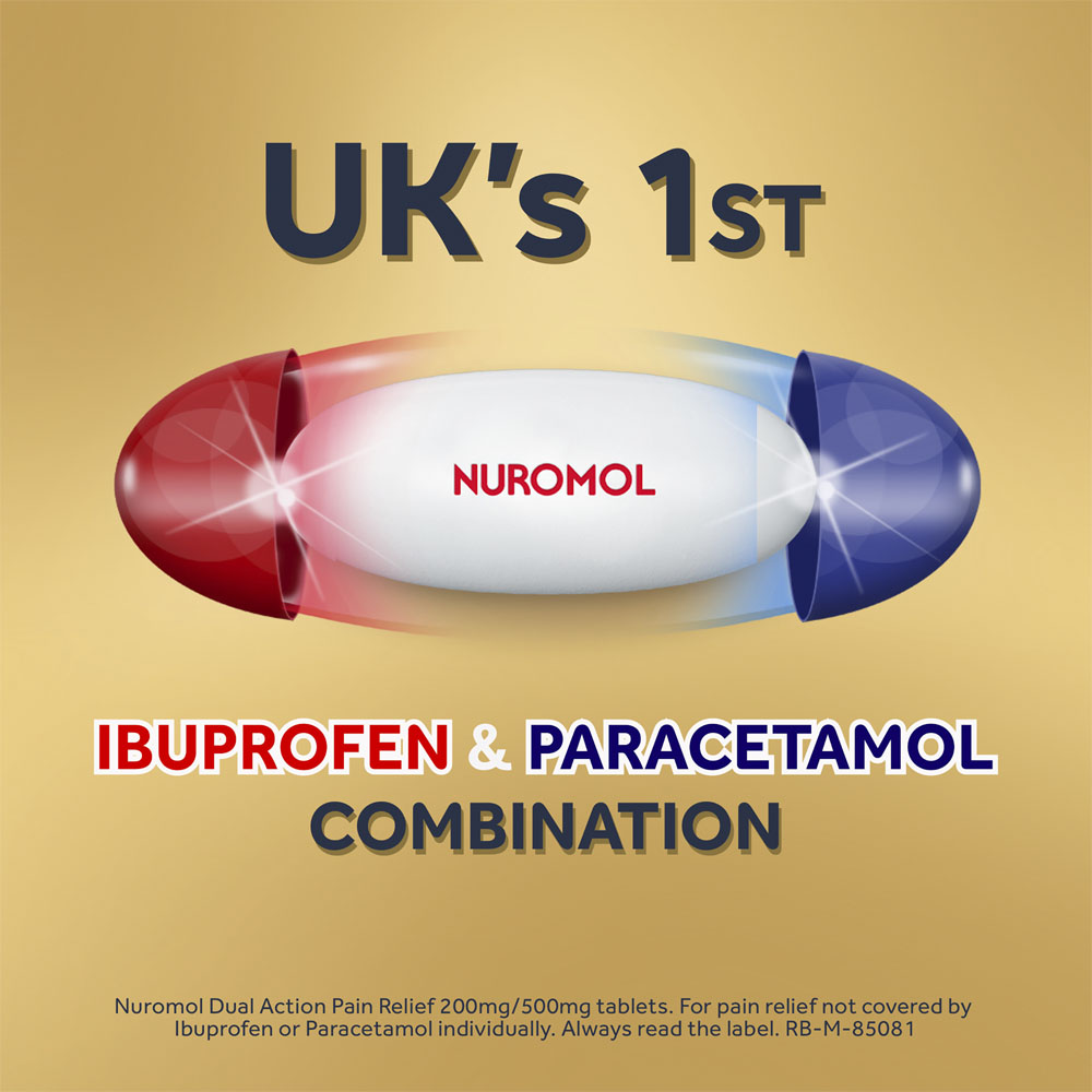 Nuromol Dual Action Pain Relief 16 Tablets Image 3