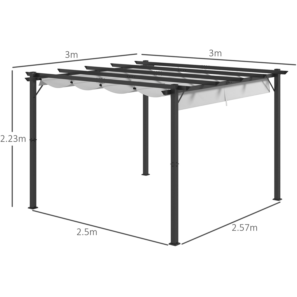 Outsunny 3 x 3m Light Grey Aluminium Retractable Pergola Image 7