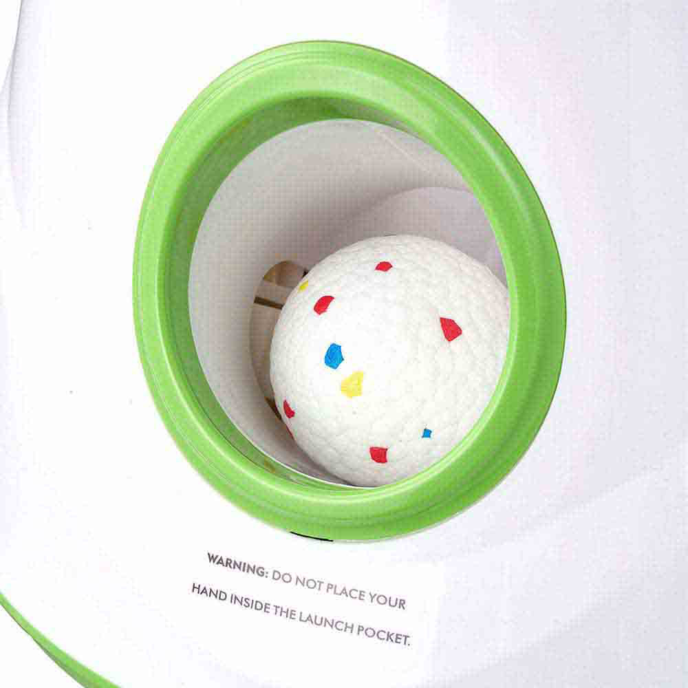 H&O Direct White and Green Automatic Rechargeable Dog Ball Launcher with 6 Soft ETPU Balls Image 3