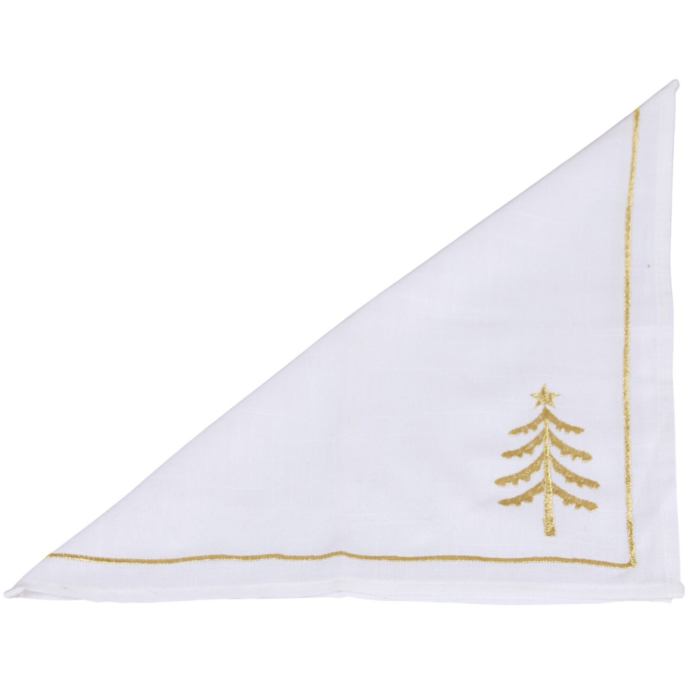 Pack of 4 Gold Spruce Embroidered Napkins White Image 4