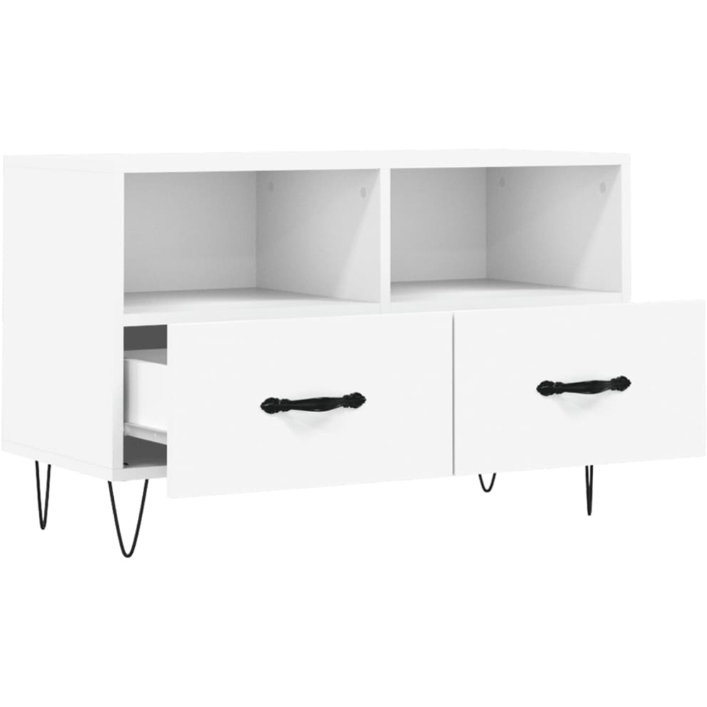 vidaXL 2 Drawer 2 Shelf White TV Cabinet Image 6