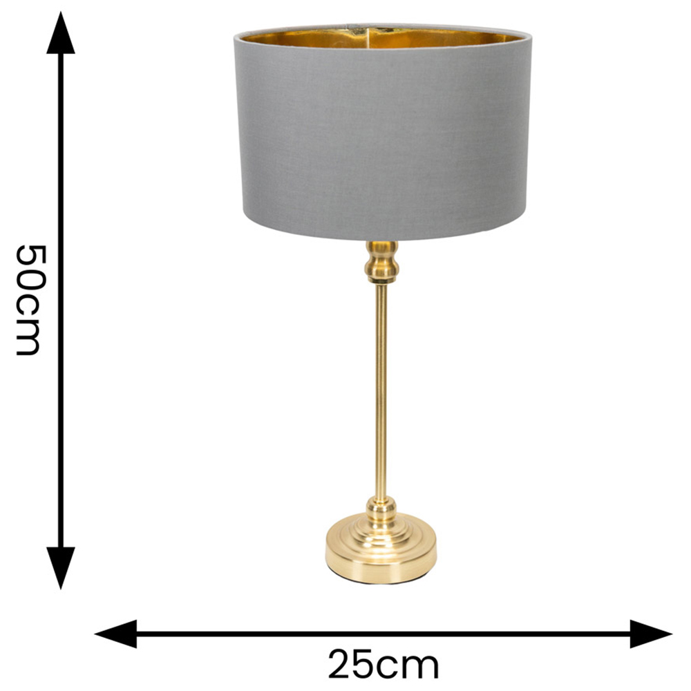 ValueLights Maggie Gold Candlestick LED Table Lamp with Grey and Gold Lamp Shade Image 4