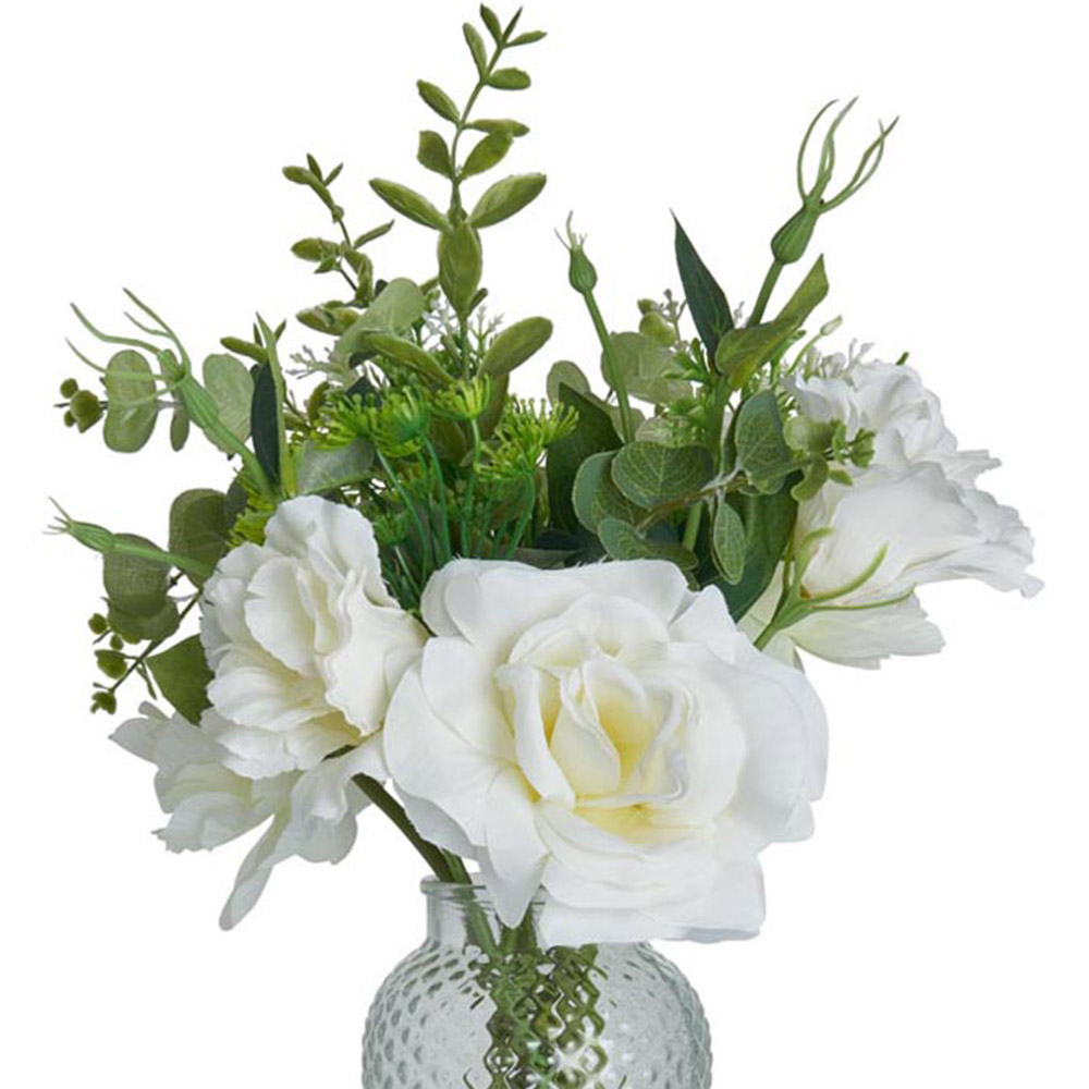 Wilko Peony & Rose Faux Arrangement in Glass Vase Image 5