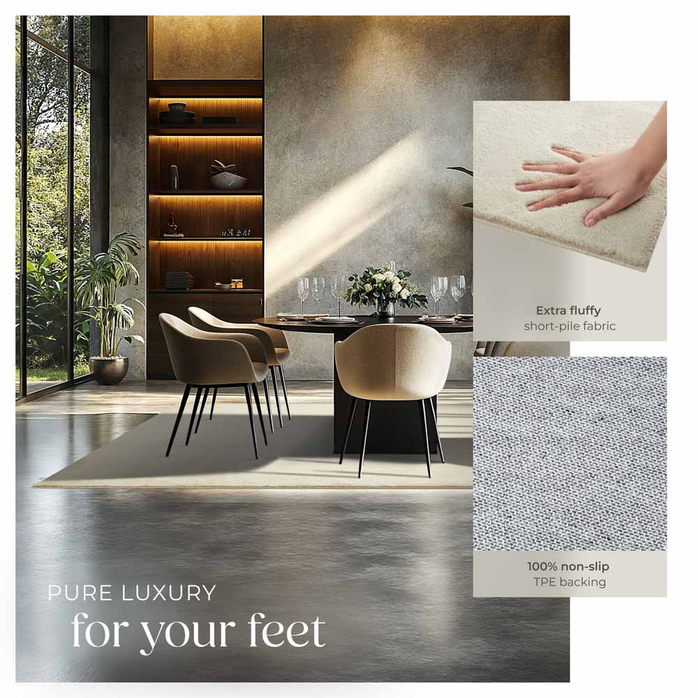 tectake Zonelle Beige Short Pile Ultra Soft Rug 230 x 160cm Image 4
