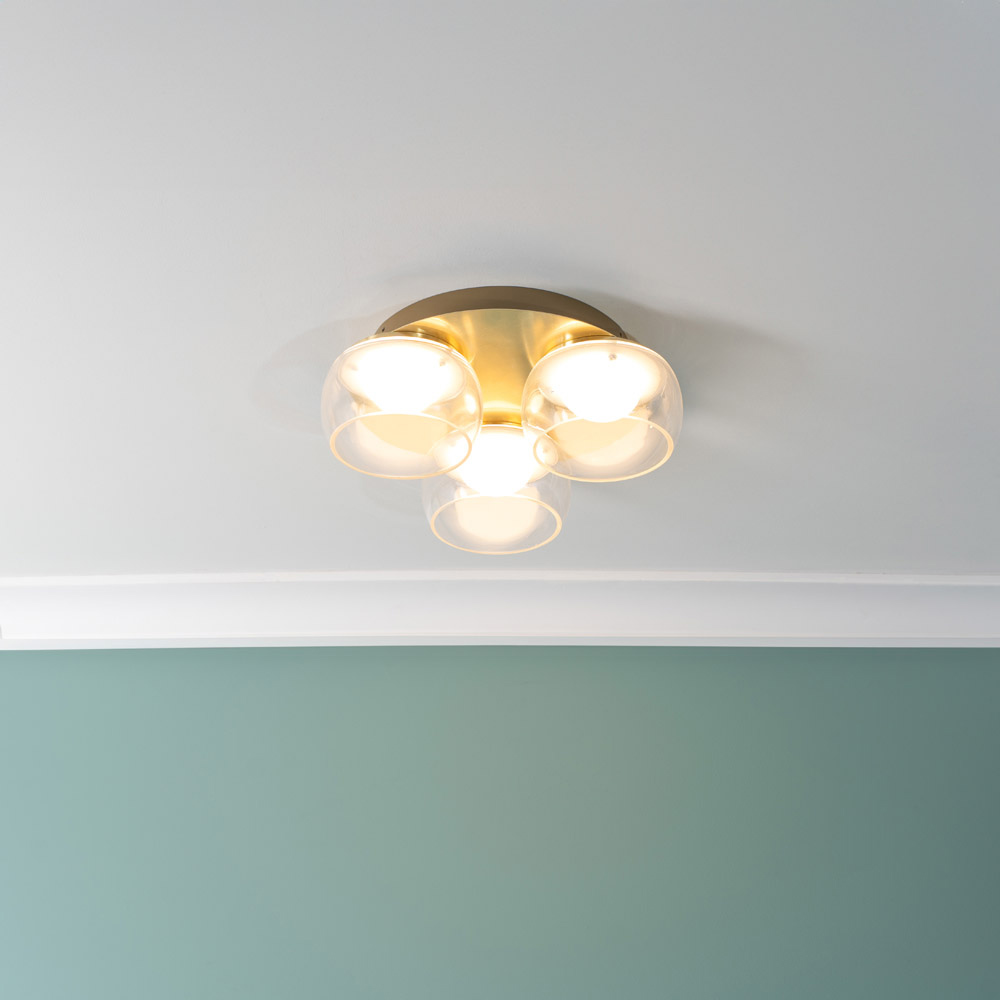 ValueLights Alissa Brushed Gold LED 3 Way Ceiling Light with Smoked Glass Image 2