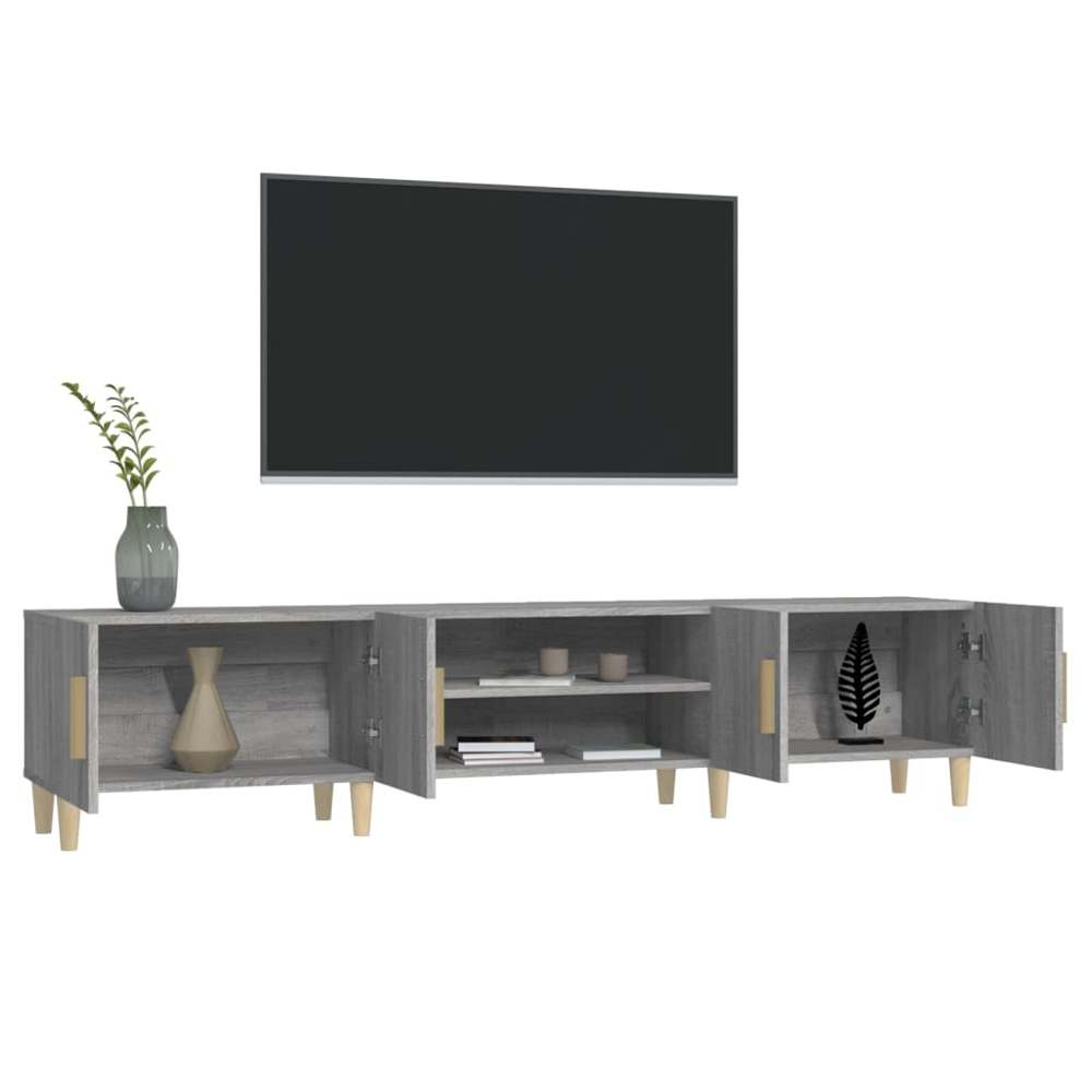 vidaXL 4 Door 2 Shelf Grey Sonoma TV Cabinet Image 5