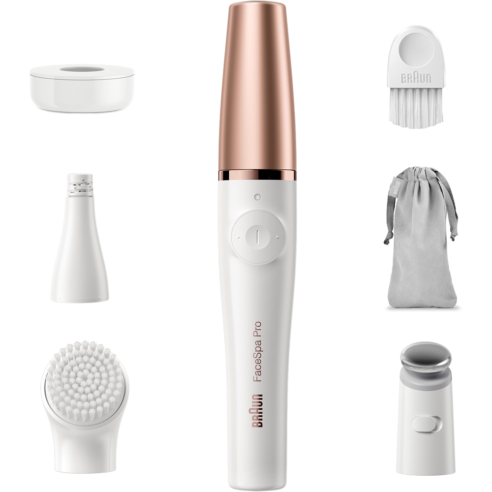 Braun FaceSpa Pro White Wet and Dry Facial Epilator with Cleaning Brush and Pouch Image 3