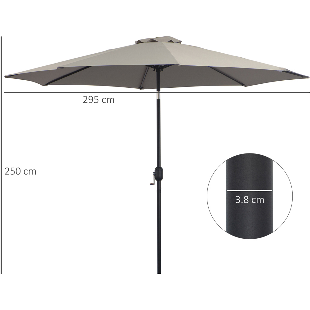 Outsunny Light Grey Crank and Tilt Parasol 3m Image 7