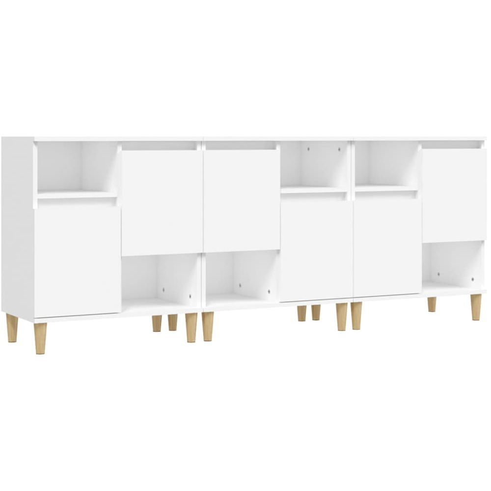 vidaXL 2 Door 2 Shelf White Sideboard Set of 3 Image 2
