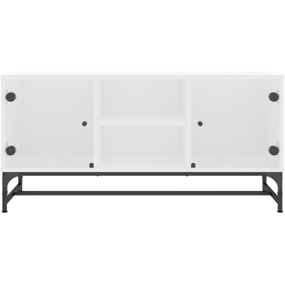 vidaXL 2 Glass Door 2 Shelf White TV Cabinet Image 5