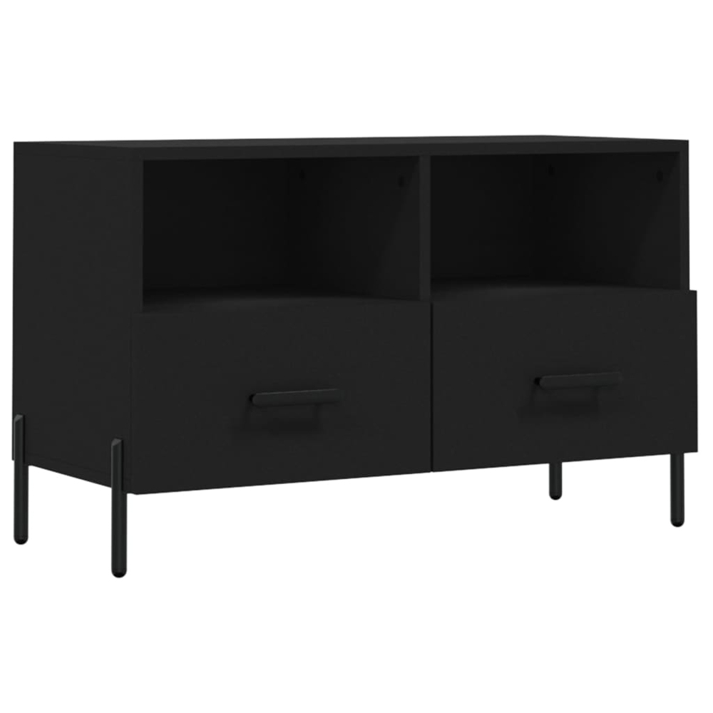 vidaXL 2 Drawer 2 Shelf Black TV Cabinet Image 2