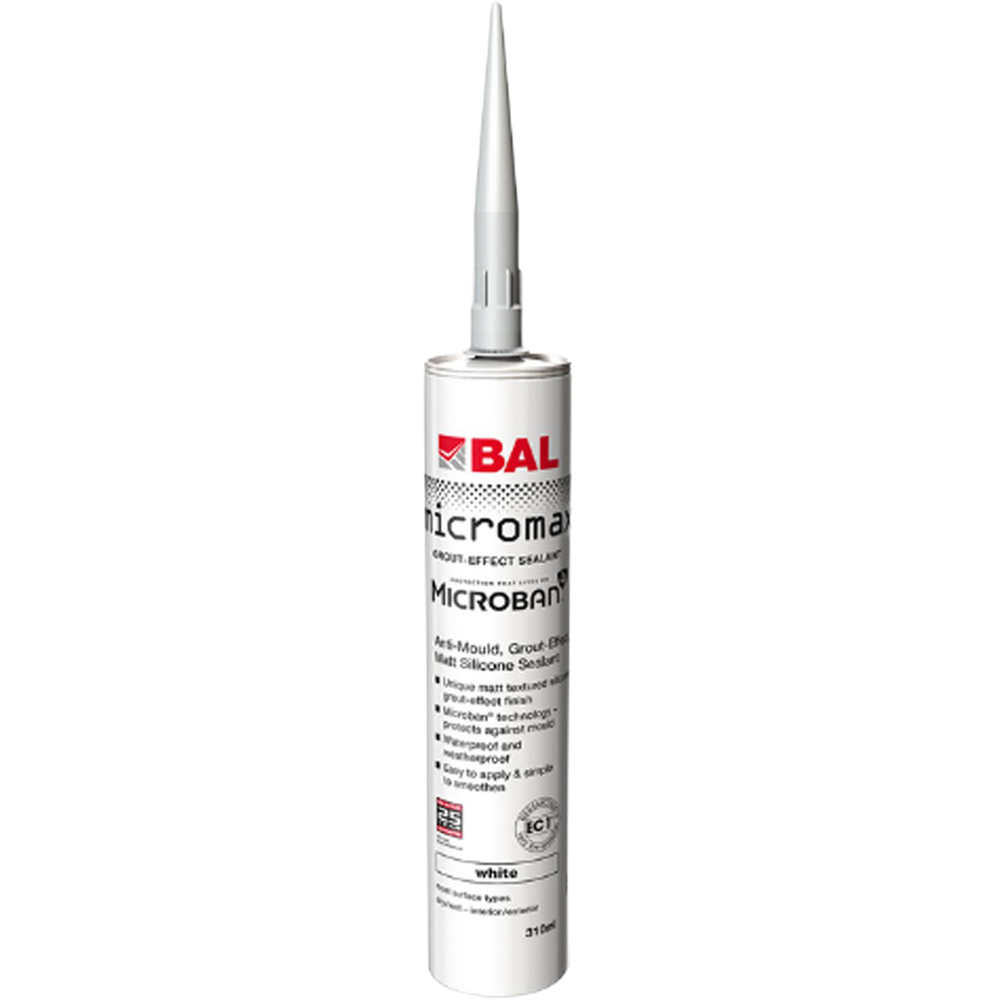 Go Bathrooms BAL Micromax3 White Grout Effect Anti-Mould Sealant 310ml Image 1