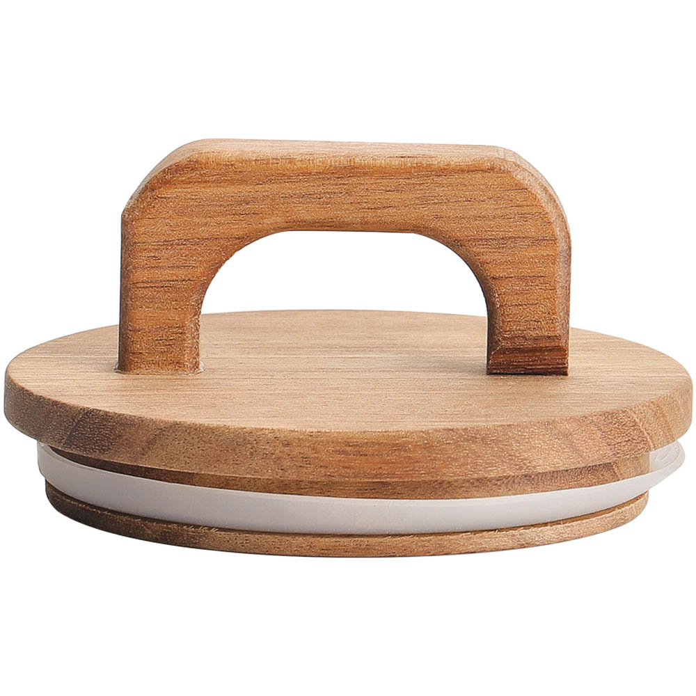 Living and Home Clear Glass Storage Jar with Wooden Lid 800ml Image 3