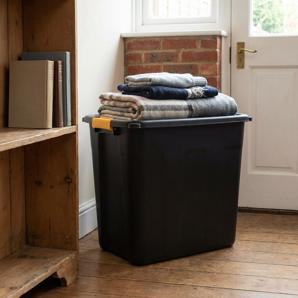 120L Black Lockable Storage Box with Cover | Wilko