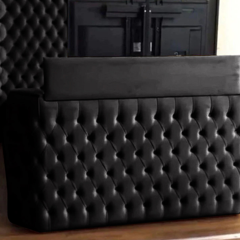 Eleganza Home Elisa King Size Black Plush Velvet TV Bed Frame with Curved Headboard Image 3