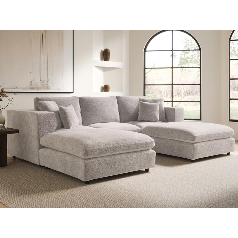 Solace+Co Asher Beige Boucle Footstool Image 8