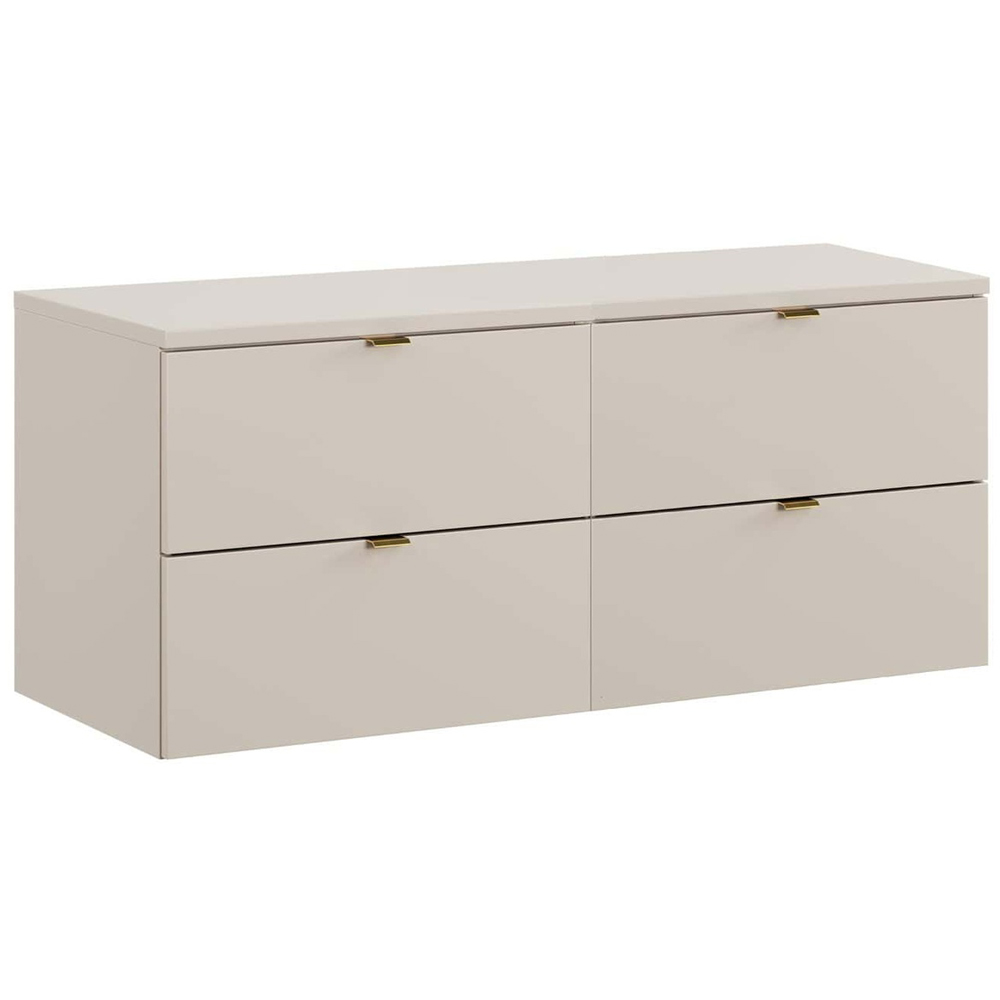 Impact Furniture Dalia 4 Drawer Beige Fluted Countertop Double Vanity Unit 1200mm Image 2