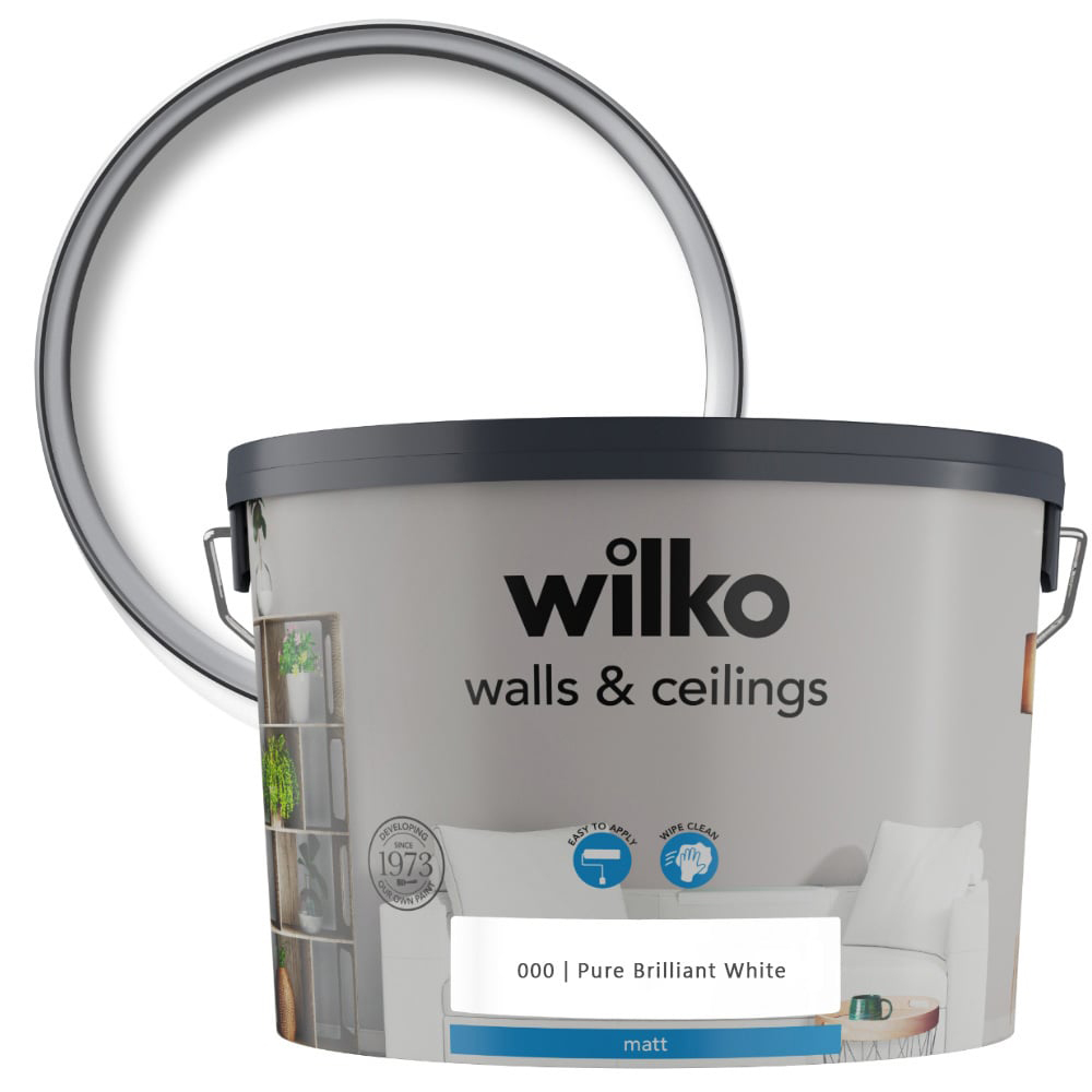 Wilko Walls & Ceilings Pure Brilliant White Matt Emulsion Paint 10L Image 1