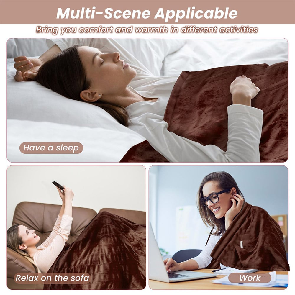 Costway Coffee Electric Heated Blanket with 4 Heating Levels Image 6